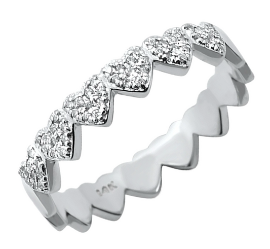 Diamond Hearts Eternity Ring in White Gold