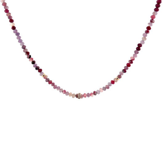 Plum Blossom Tourmaline & Diamond Necklace