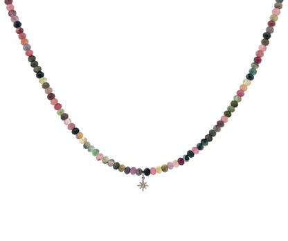 Multi-Tourmaline Diamond Star Necklace