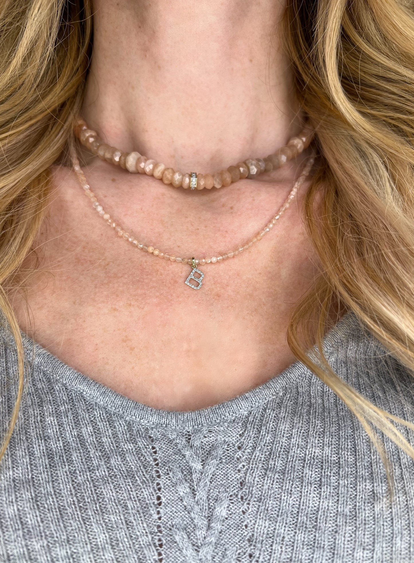 Golden Glyph | Sunstone Diamond Initial Necklace