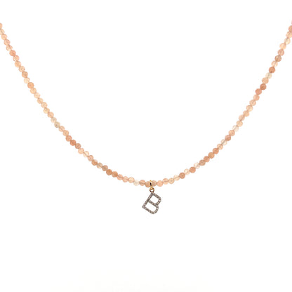 Golden Glyph | Sunstone Diamond Initial Necklace