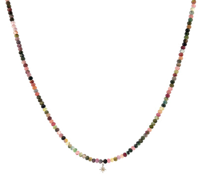 Multi-Tourmaline Diamond Star Necklace