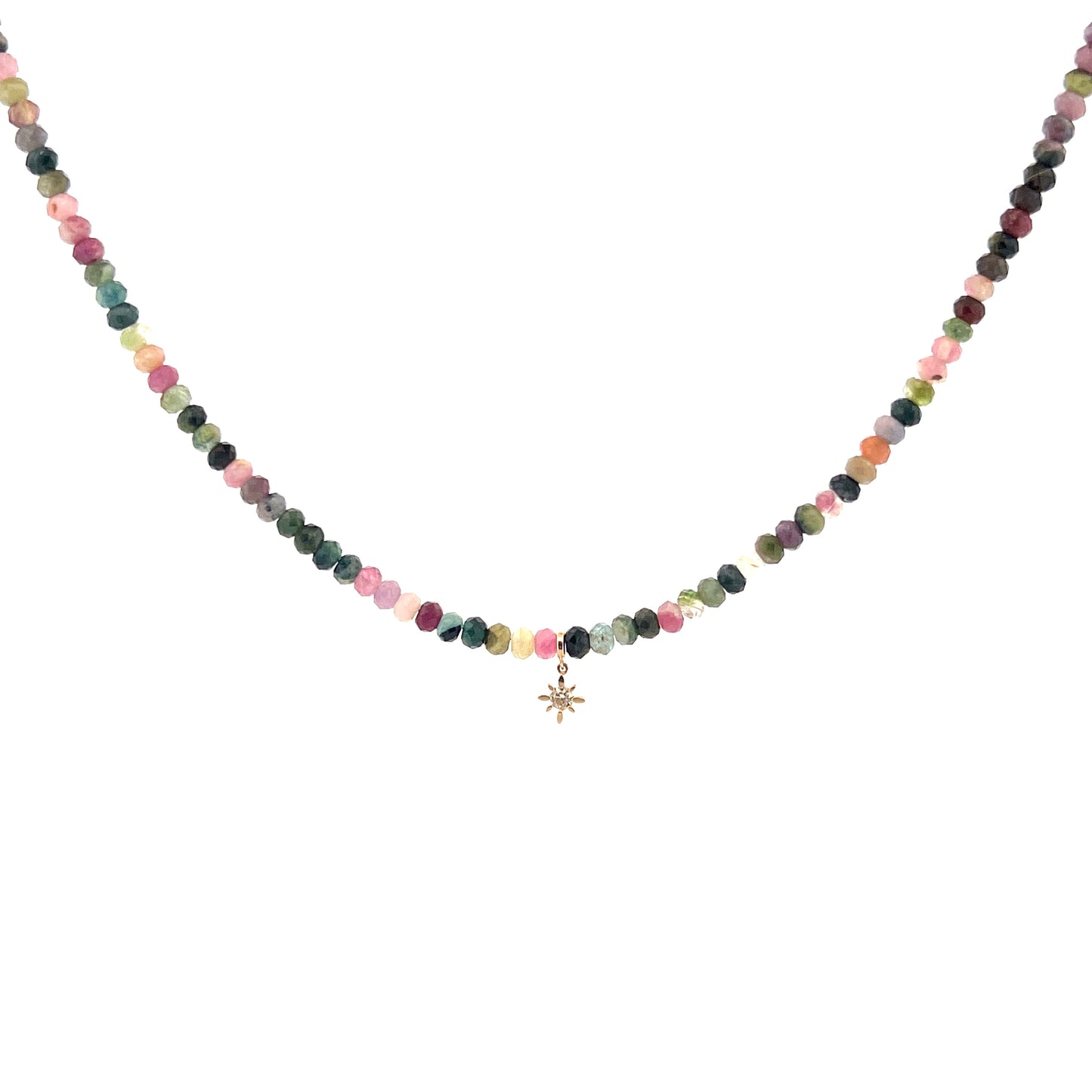 Multi-Tourmaline Diamond Star Necklace