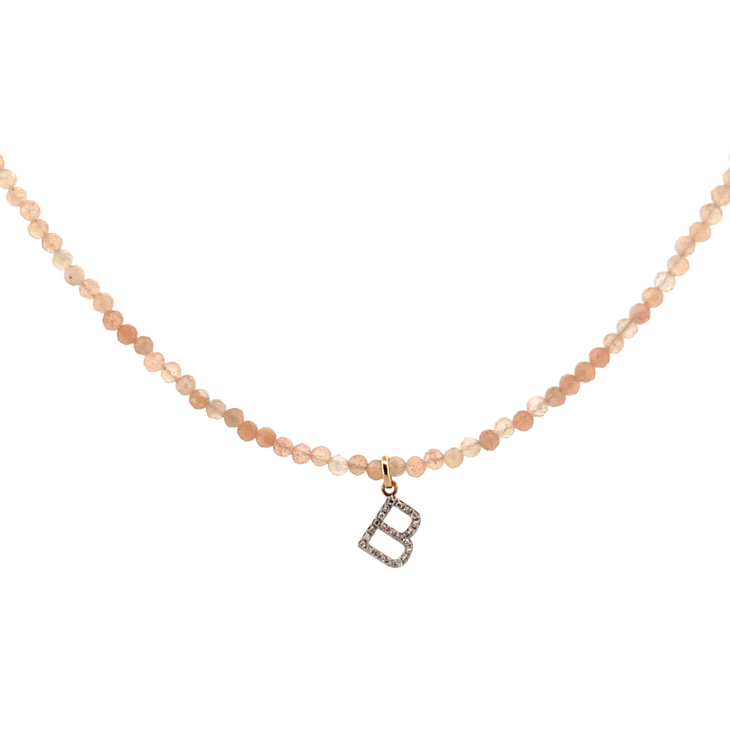 Golden Glyph | Sunstone Diamond Initial Necklace