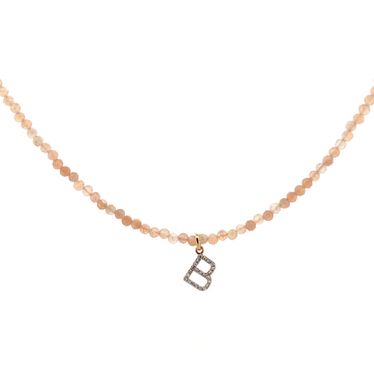 Golden Glyph | Sunstone Diamond Initial Necklace