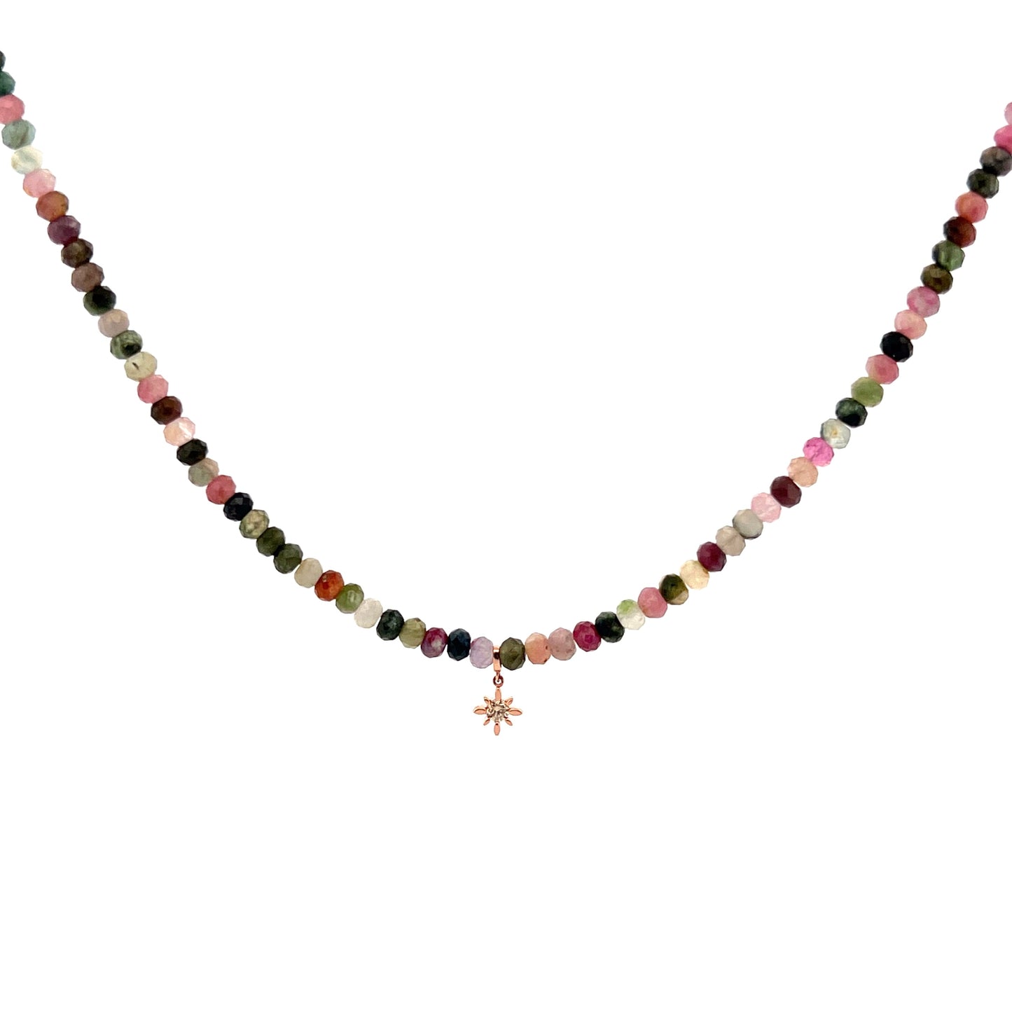 Multi-Tourmaline Diamond Star Necklace