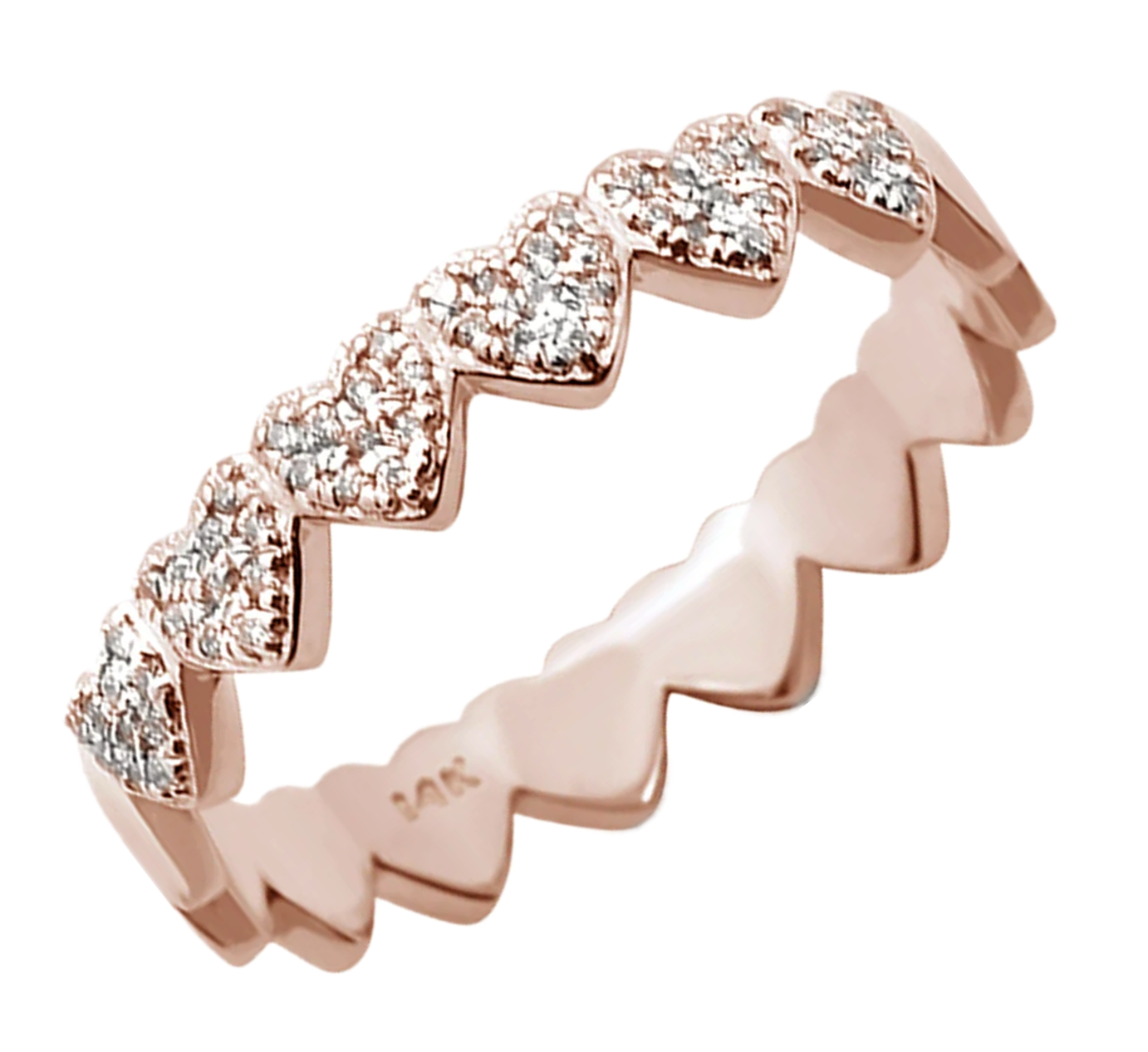 Diamond Hearts Eternity Ring in Rose Gold