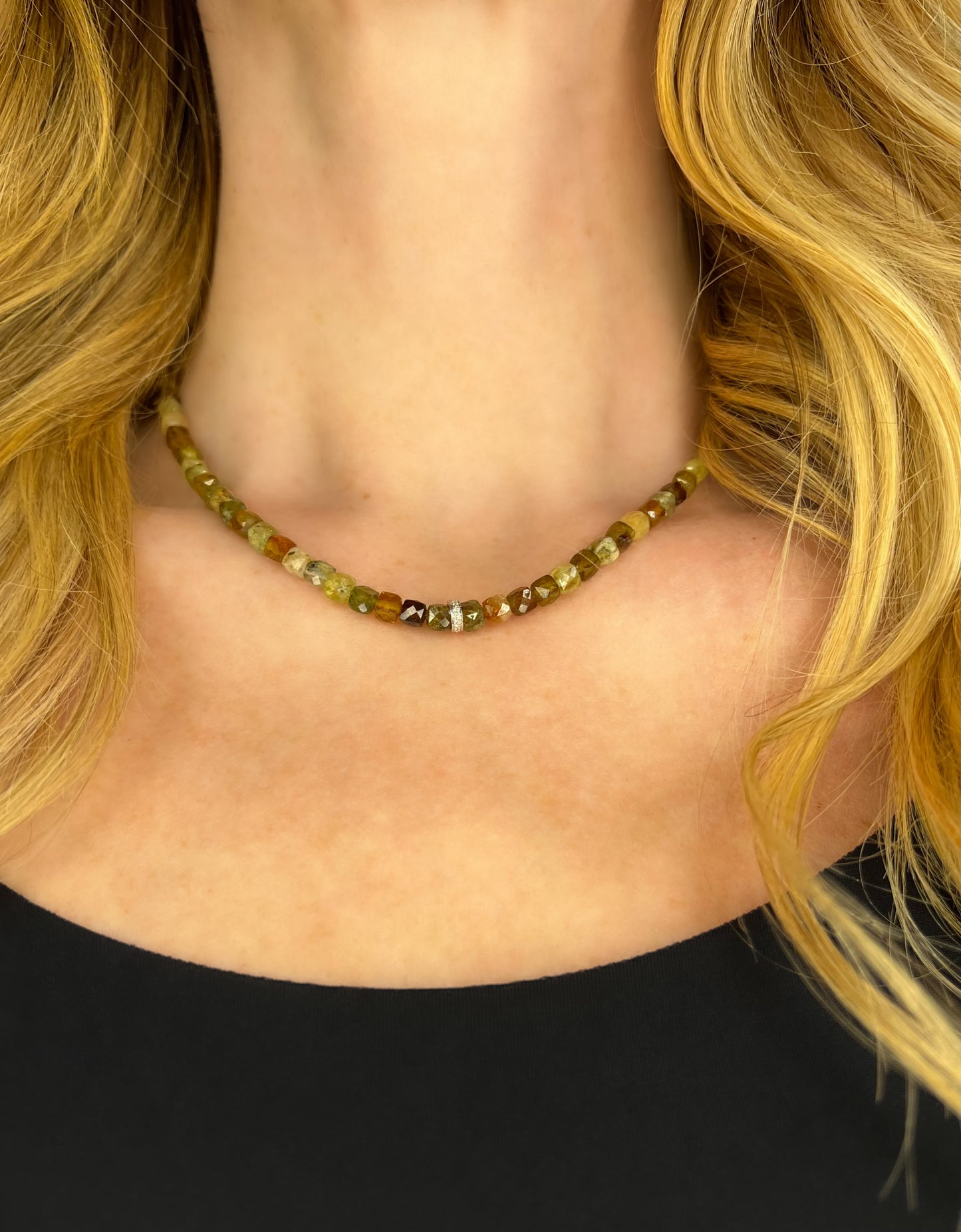 Age of Aquarius | Green Garnet & Diamond Necklace