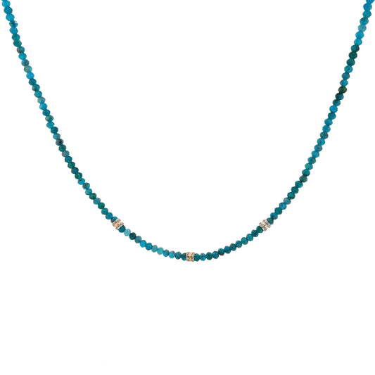 Cosmic Trinity | Apatite & Diamond Necklace