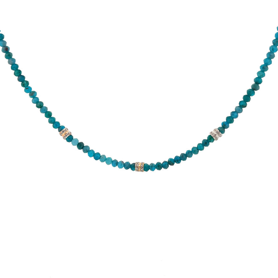 Cosmic Trinity | Apatite & Diamond Necklace