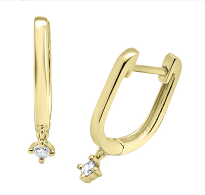 Diamond Drop Oval Clicker Hoop Earrings