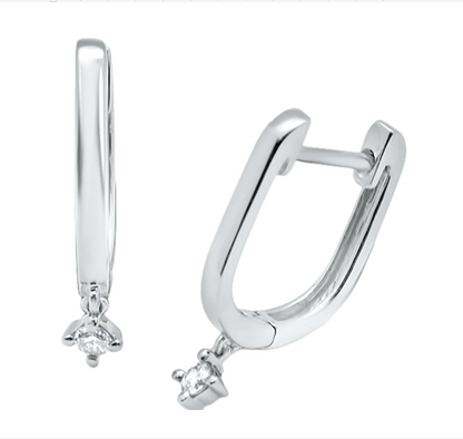 Diamond Drop Oval Clicker Hoop Earrings