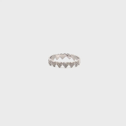 Diamond Hearts Eternity Ring in White Gold